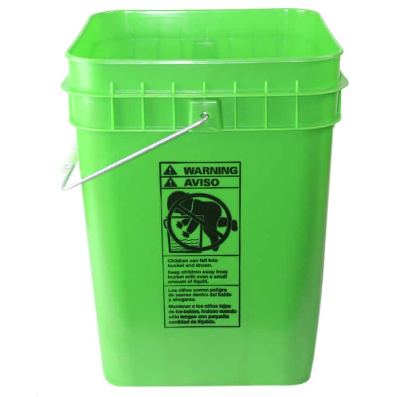Bulk 4Gallon Square Plastic Bucket w/ Wire Handle & Plastic Grip Pail