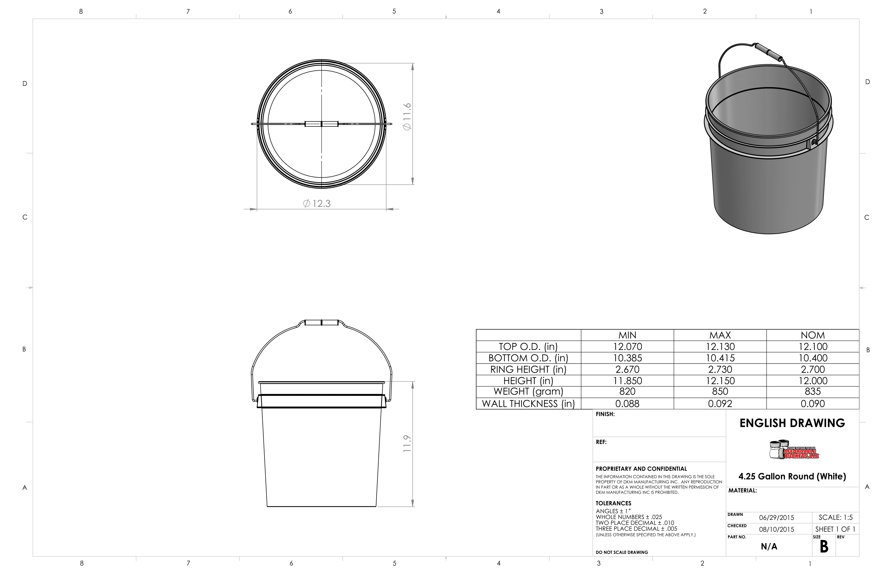 425WHT AB DRAWING Affordable Buckets