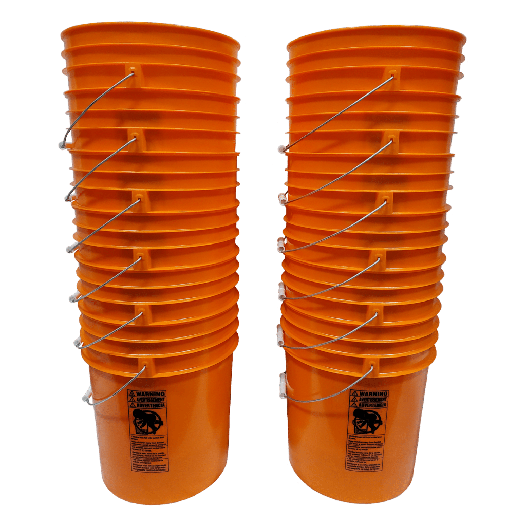 5 Gallon Bucket Stack Orange QTY 12 - Affordable Buckets