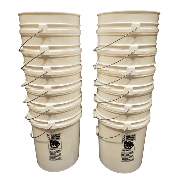 Bulk 5.25Gallon Round White Plastic Bucket w/ Wire Handle & Plastic grip