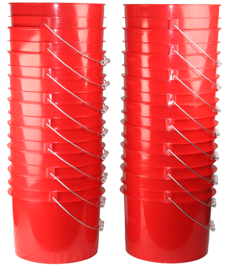 3.5 Gallon Round Plastic Buckets w/ Wire Handle & Plastic Grip 16 Pack
