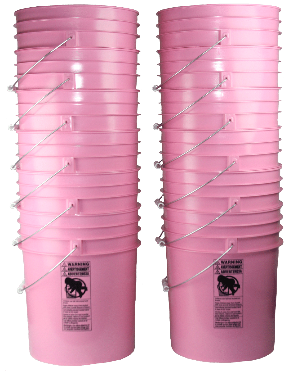 5 Gallon Round Plastic Buckets w Wire Handle Plastic Grip 12 Pack