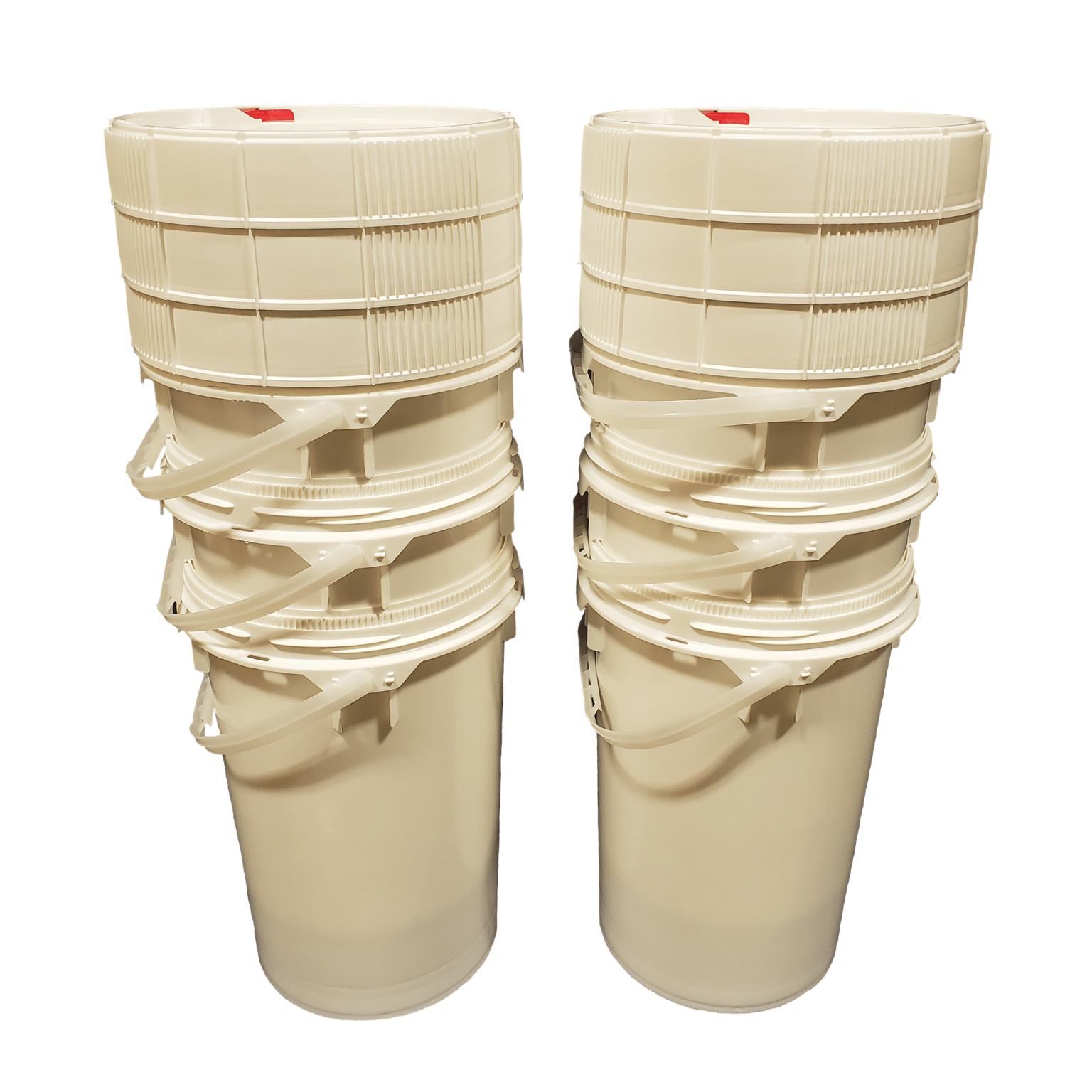 6.5 Gallon Screw Top Round Plastic Buckets w/ Plastic Handle & Lid 6 Pack